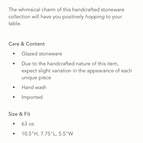 Large Anthropologie Lily pad pitcher - Picture 5 of 9